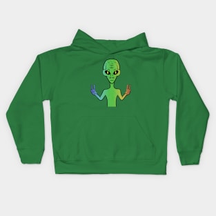 We Come In Peace Green Funny Alien Kids Hoodie